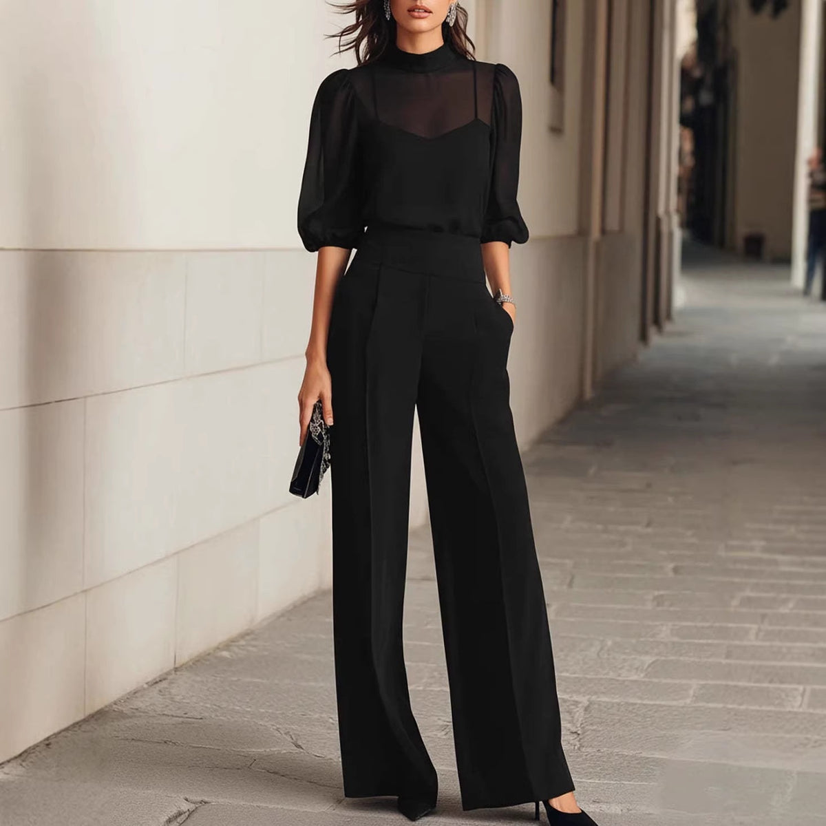 Eprolo women's printed short sleeve wide-leg jumpsuit set for summer, stylish slim fit outfit with three pieces and vibrant pattern.