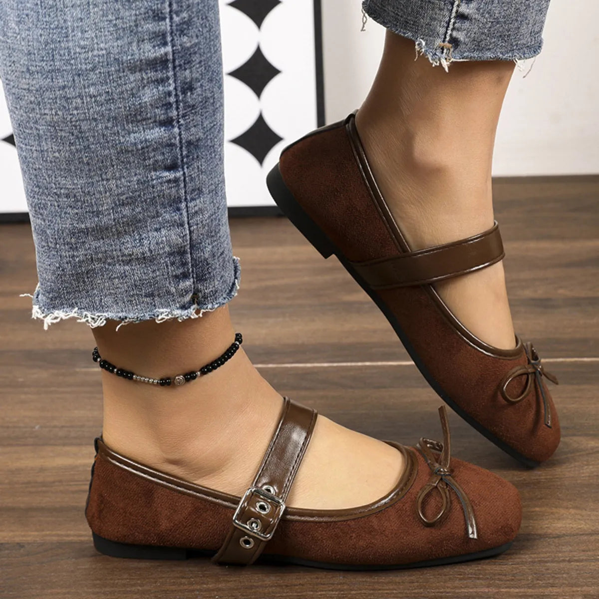 Women's square toe flats slip-ons by Trendsi, featuring a sleek design and comfortable fit, shown in a close-up image.