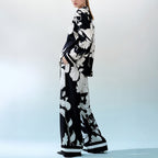 Black and White Floral Two-Piece Set