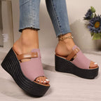 Women's open toe platform wedge sandals by Trendsi with high heels, perfect for summer fashion, featuring stylish and comfortable design.