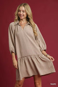 FitiqueFit Umgee V-Neck Tiered Mini Dress in casualwear style, featuring a flowy silhouette and tiered fabric design.