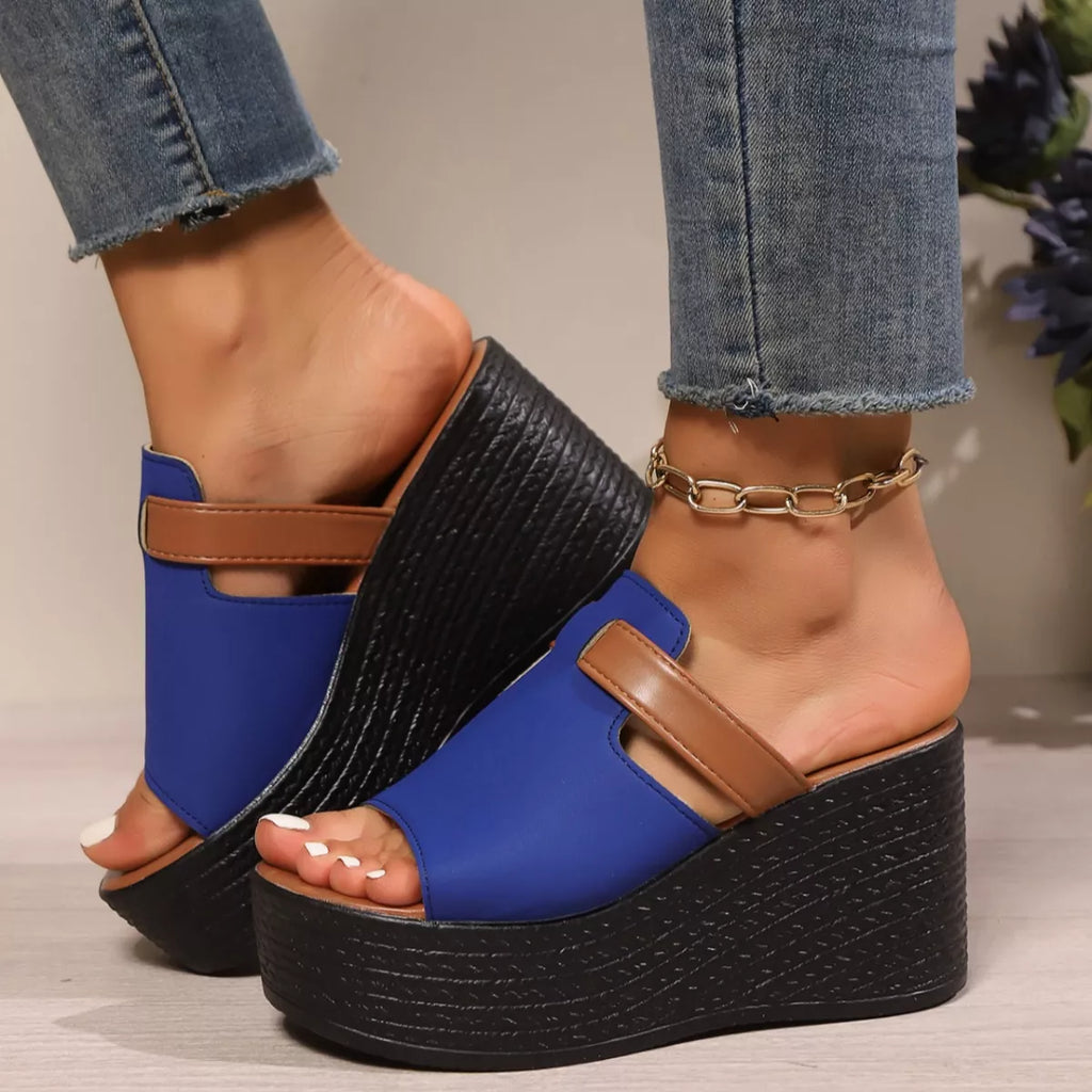 Women's open toe platform wedge sandals by Trendsi with high heels and stylish summer design, featuring a trendy open toe and wedge sole.