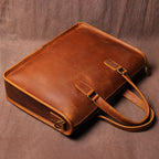 Men's Crazy Horse Leather Briefcase from Plush Fashion Hub, featuring a sturdy design with a laptop compartment and classic leather finish.