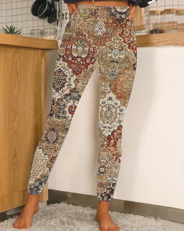 Unisex Hawaiian 3D print leggings by Plush Fashion Hub featuring vibrant tropical digital design for casualwear.