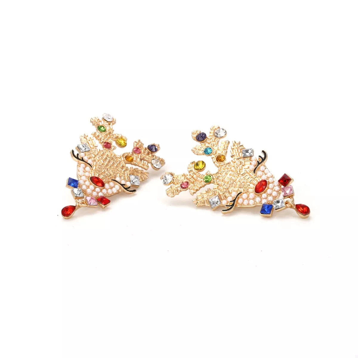 Christmas Reindeer rhinestone earrings by Shopimist featuring sparkling reindeer design with rhinestones on silver-tone metal.