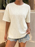 Textured paisley pattern casual t-shirt by Plush Fashion Hub, featuring a stylish, comfortable top with intricate paisley design.