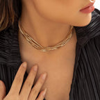 Multi-layered adjustable necklace from Shopimist with delicate chains and versatile style, displayed against a neutral background.