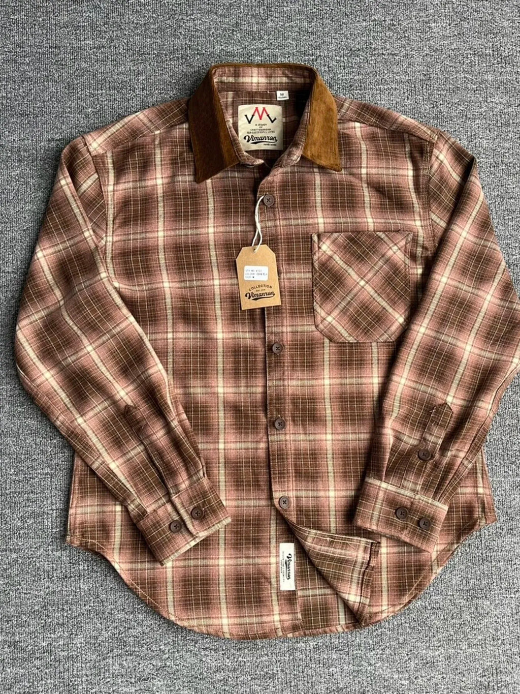 Men's plus size oversized plaid button-up shirt by Shopimist featuring a classic checkered pattern and front button closure.