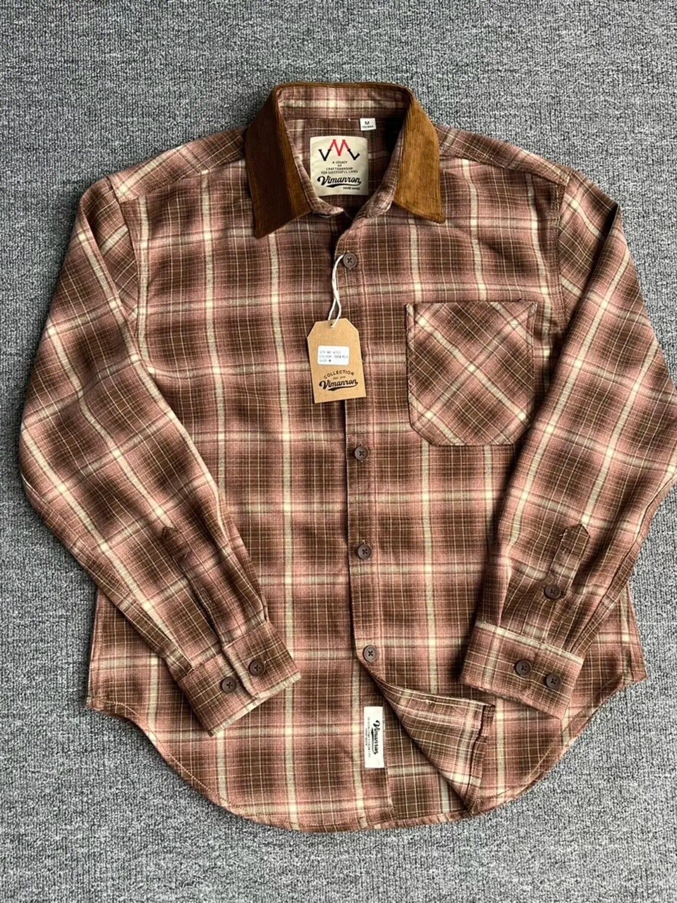 Men's plus size oversized plaid button-up shirt by Shopimist featuring a classic checkered pattern and front button closure.