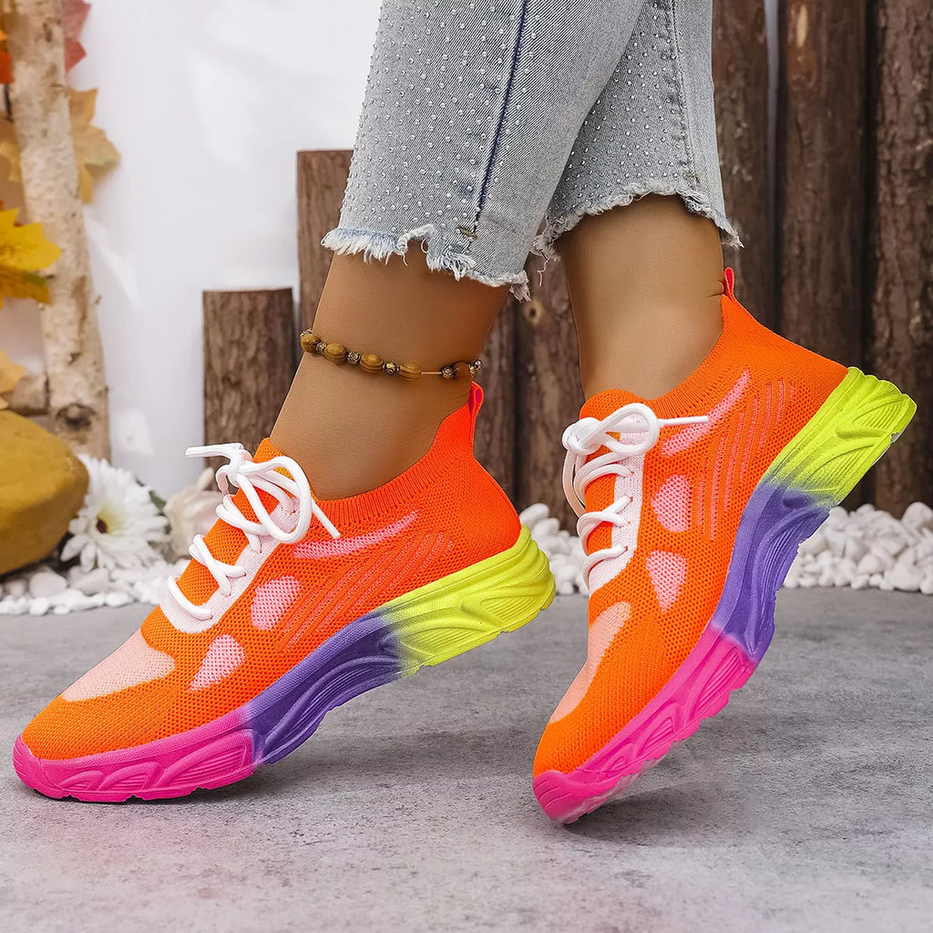 Shopimist lace-up round toe sneakers with white design, featuring breathable fabric and sturdy rubber soles for casual wear.