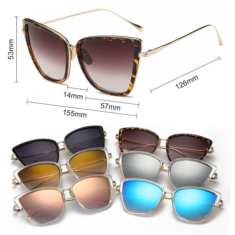 Black mirror cat eye sunglasses for women by Plush Fashion Hub, stylish eyewear with bold, fashionable design.