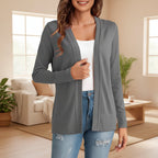 Women's knitted loose cardigan coat in four colors from FitiqueFit, featuring a relaxed fit and cozy knit texture.
