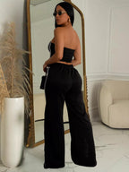 Trendsi sleeveless tube top and wide-leg pants set, stylish and comfortable women's fashion outfit, shown in black.