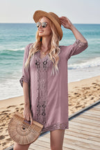FitiqueFit resort beach tunic dress with patchwork design, lightweight cover-up perfect for summer beach outings.