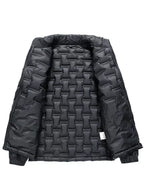 Men's full-size padded quilted winter puffer jacket by Shopimist, shown in a cozy, insulated design suitable for cold weather.