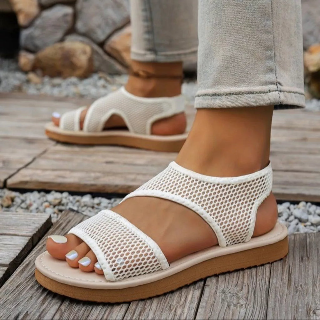 Open toe mesh sandals by Shopimist featuring breathable mesh upper and stylish design for casual or summer wear.