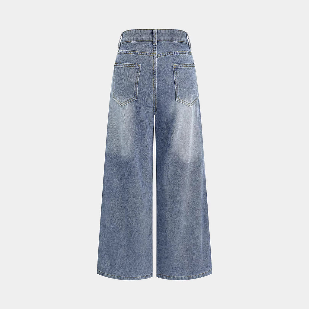 Street Style Deconstructed Asymmetrical Design Denim Pants