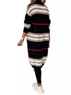 Striped longline open front cardigan from Simply Love, featuring a relaxed fit and lightweight knit fabric.