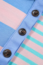 Stripe exposed seam mixed patchwork loose short set by Shopimist, featuring bold striped pattern and relaxed fit in lightweight fabric.