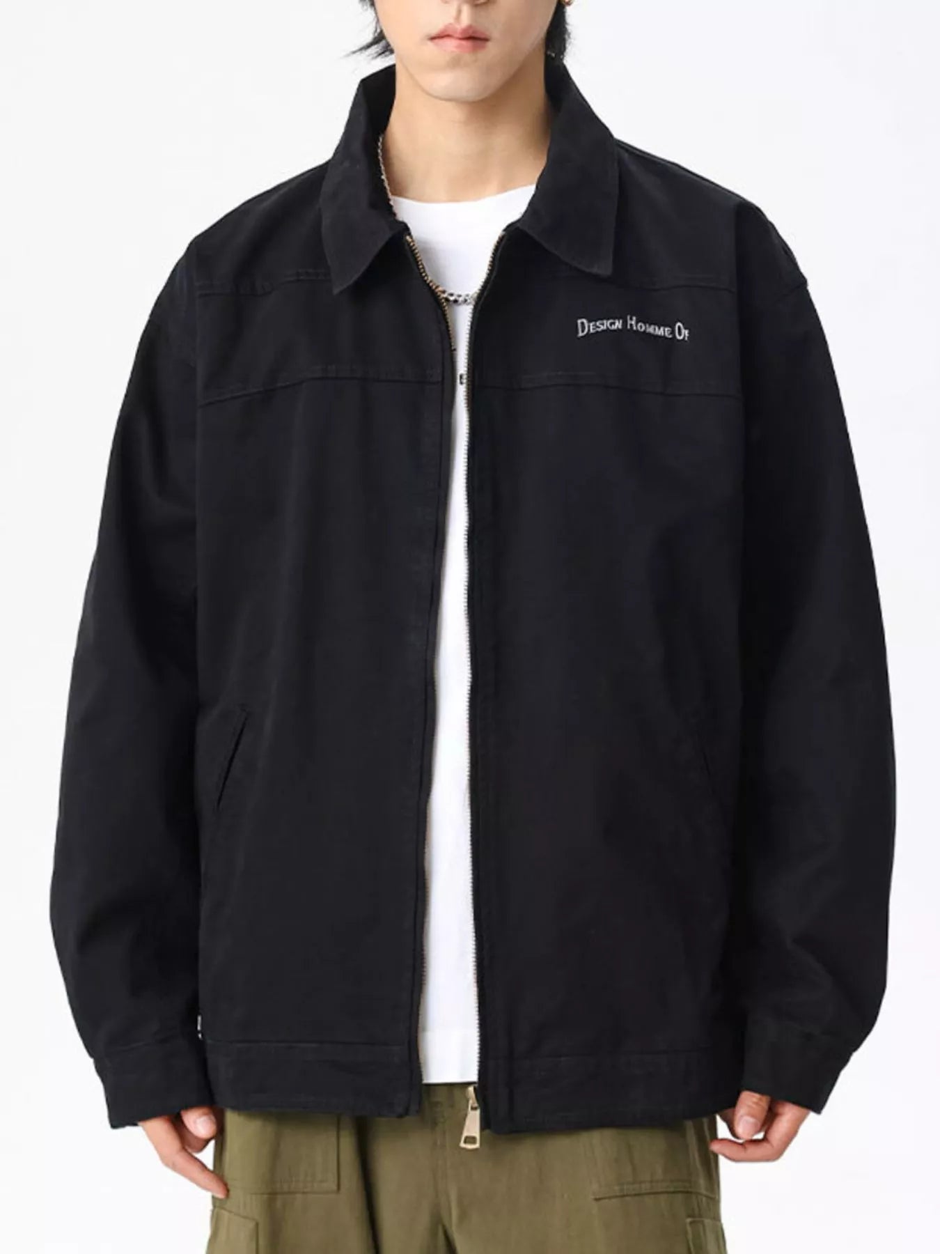 Plus size men's casual zip-up jacket by Shopimist, featuring a comfortable fit and front zipper, displayed on a neutral background.