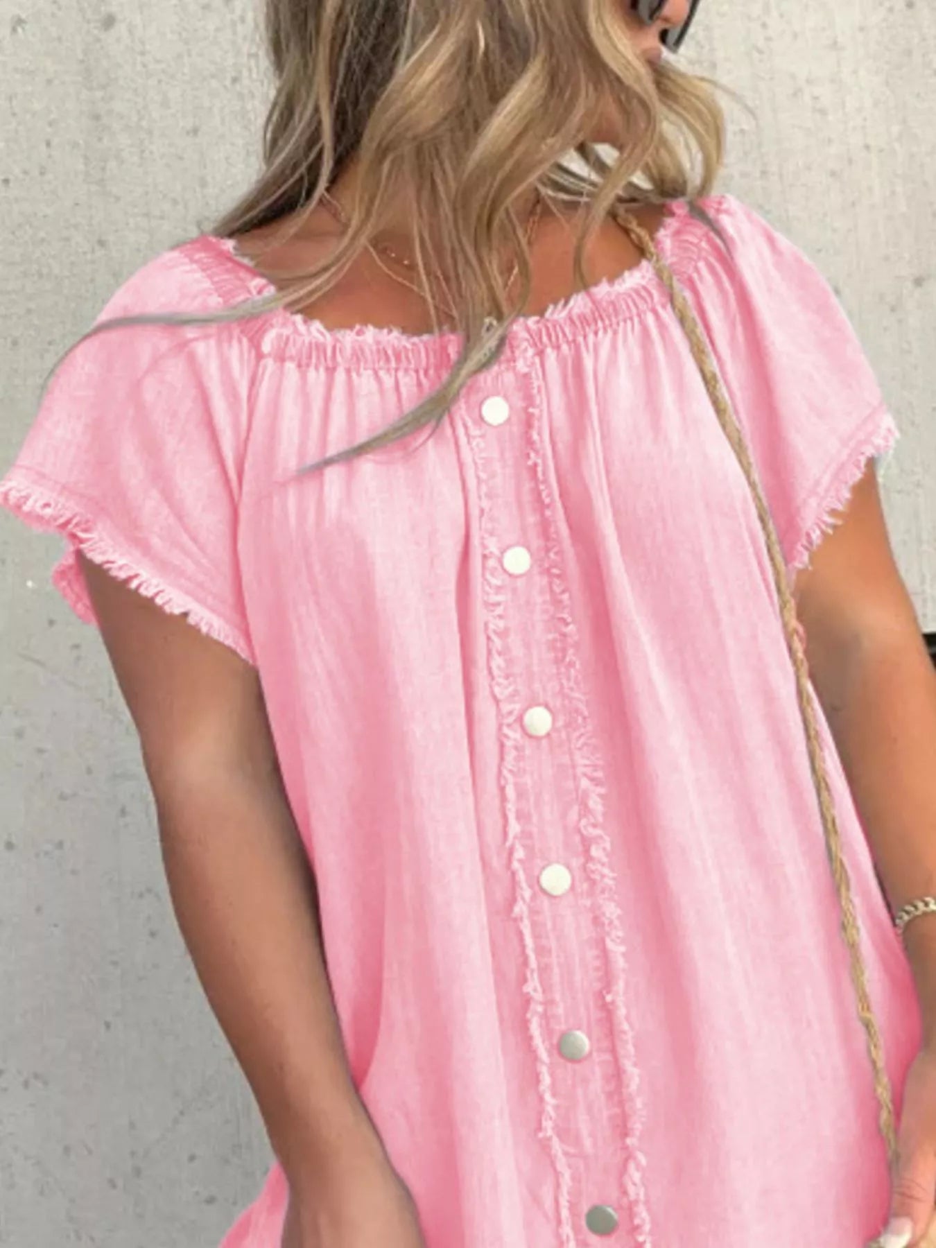 Plus size off-shoulder denim dress with button-down front and frayed hem, featuring a full-length fit and trendy style.
