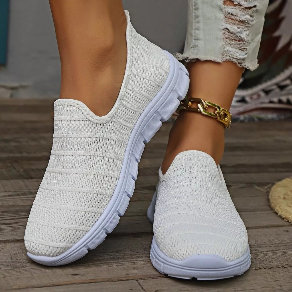 Women's breathable mesh slip-on casual walking flats by Trendsi, lightweight and comfortable shoe perfect for everyday wear.