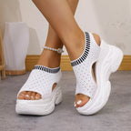 Women's breathable mesh platform wedge sandals by Plush Fashion Hub with lightweight summer heels and stylish design.