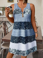 Plus size striped tank top and skirt set by FitiqueFit, casualwear ensemble featuring bold horizontal stripes and comfortable fit.