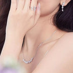 925 Sterling Silver Zircon Necklace with delicate chain and sparkling zircon stones, designed for elegant jewelry styling