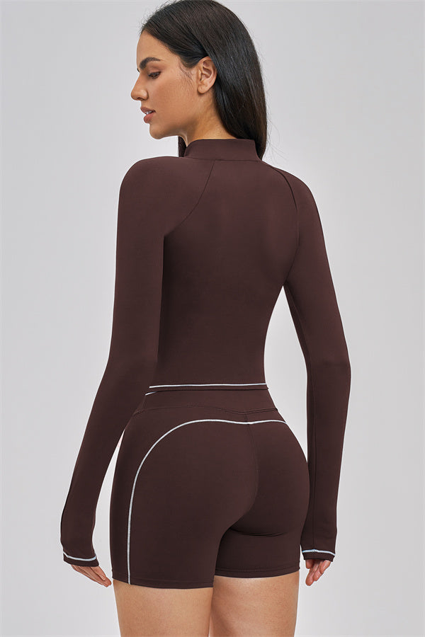 Fitglutes Activewear Unbound Jacket Shorts 2-Piece Set, stylish gymwear with fitted jacket and matching shorts, suitable for workout outfits.