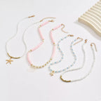 4 Piece Beaded Starfish Charm Necklace