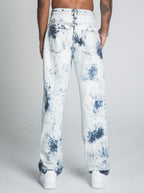 Dark blue and white tie-dye loose jeans from Armor Jeans AJ01L-1 with relaxed fit and casual style.