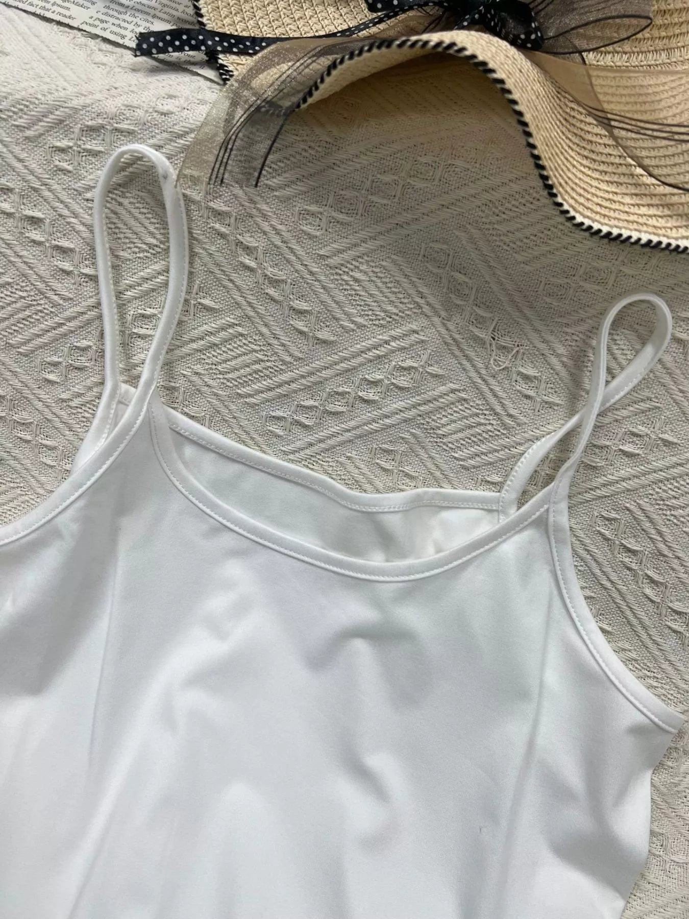 Solid color scoop neck cami tank top by Plush Fashion Hub with a simple, fitted design and smooth fabric in a neutral shade.