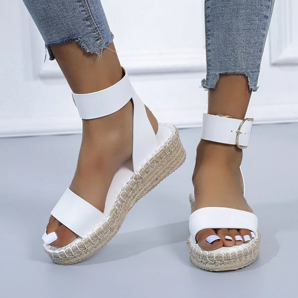 Open toe openwork sandals by Plush Fashion Hub featuring stylish cutout design and comfortable flat sole.