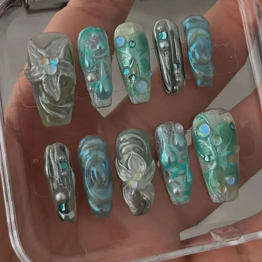 0939- Handmade press on nails fake nails removable - Plush Fashion Hub