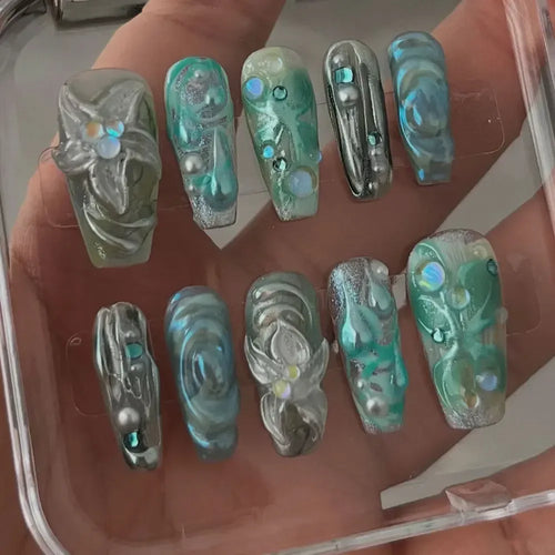 0939- Handmade press on nails fake nails removable - Plush Fashion Hub