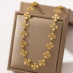 18K Gold-Plated Alloy Flower Chain Necklace