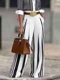 High-waisted wide-leg striped pants by Shopimist featuring a stylish design and comfortable fit, shown in the product image.
