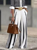 High-waisted wide-leg striped pants by Shopimist featuring a stylish design and comfortable fit, shown in the product image.