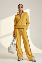 Women’s casual long sleeve two-piece sports set by Plush Fashion Hub, featuring comfortable fabric and stylish design.
