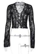 Shopimist lace detail long sleeve top featuring elegant lace accents and a fitted design for a stylish, feminine look.