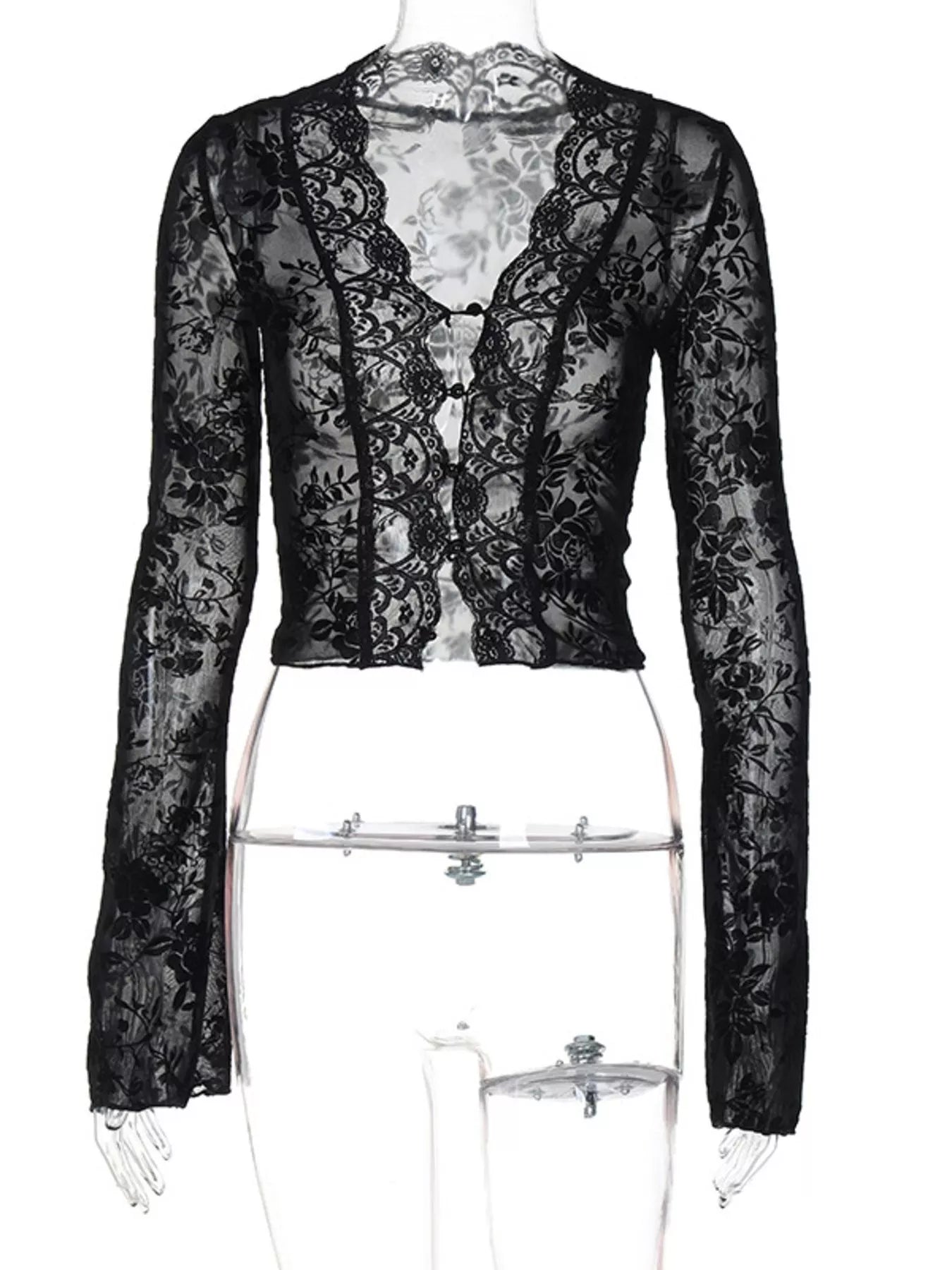 Shopimist lace detail long sleeve top featuring elegant lace accents and a fitted design for a stylish, feminine look.