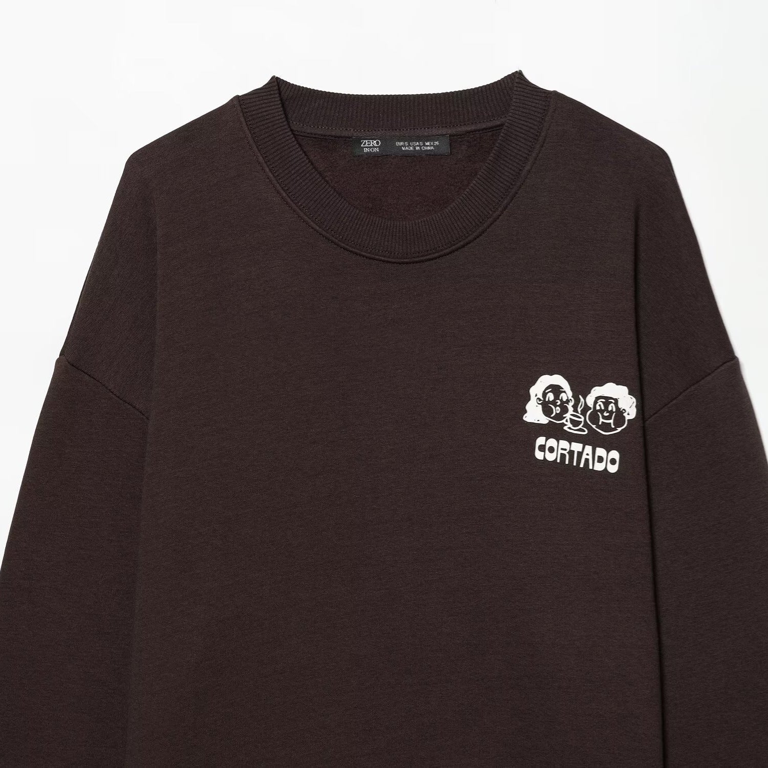 Women's Printed Long Sleeve Casual Pullover Hoodie in Coffee Brown