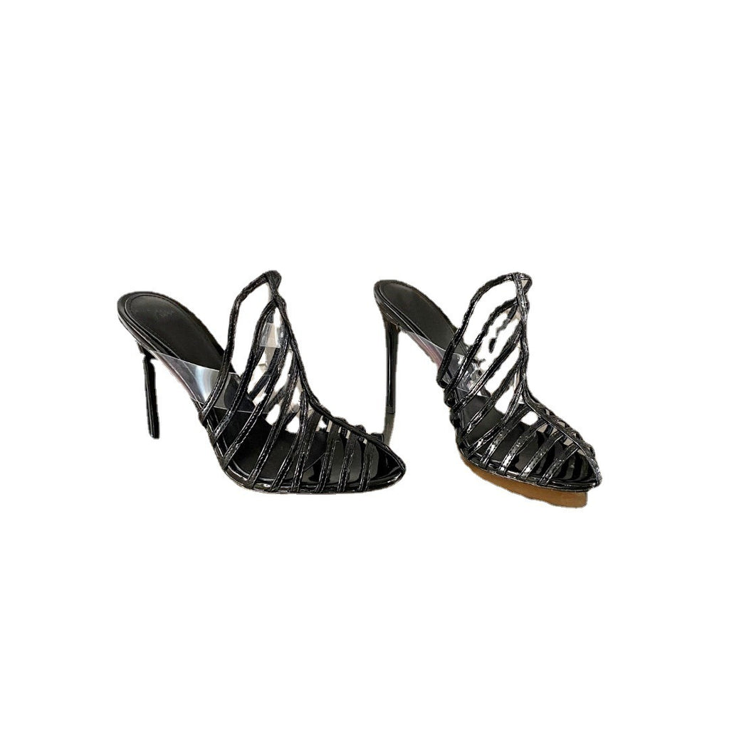Elegant genuine sheepskin high heels with metal accents from eprolo, featuring a stylish design and sleek heel silhouette.
