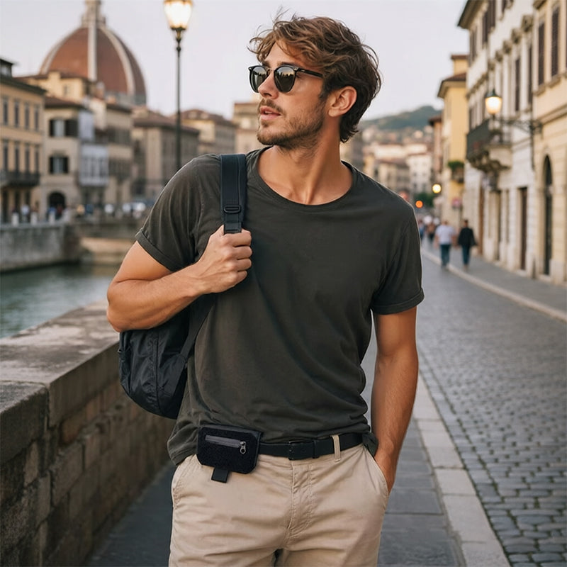 Eprolo tactical EDC belt loop wallet with discreet design, lightweight organizer for passport and valuables, anti-theft features.