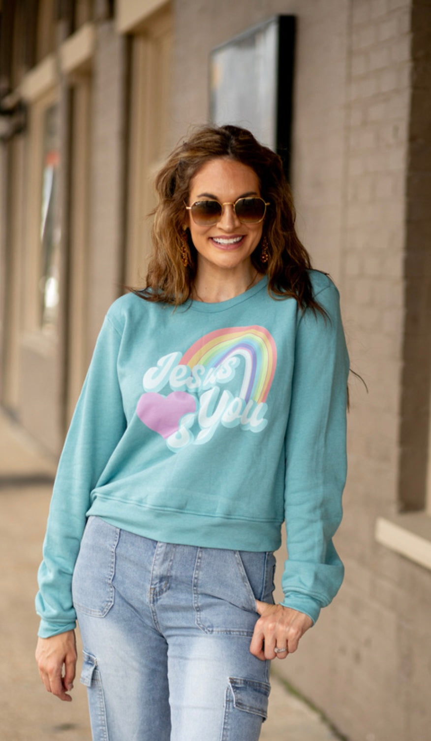 Jesus Loves You Crew Sweatshirt Pretty Little Patriot