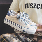 Women’s FitiqueFit platform canvas chunky sneakers with thick soles and modern design, ideal for height increasing trainers.