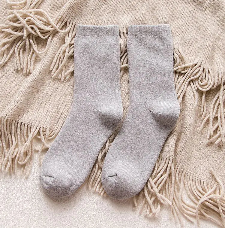 Thick cotton women’s thermal socks for autumn and winter by Plush Fashion Hub, cozy and warm for cold weather.