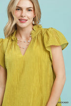 Umgee textured ruffle hem mini dress featuring a stylish design, perfect for casual or semi-formal occasions.