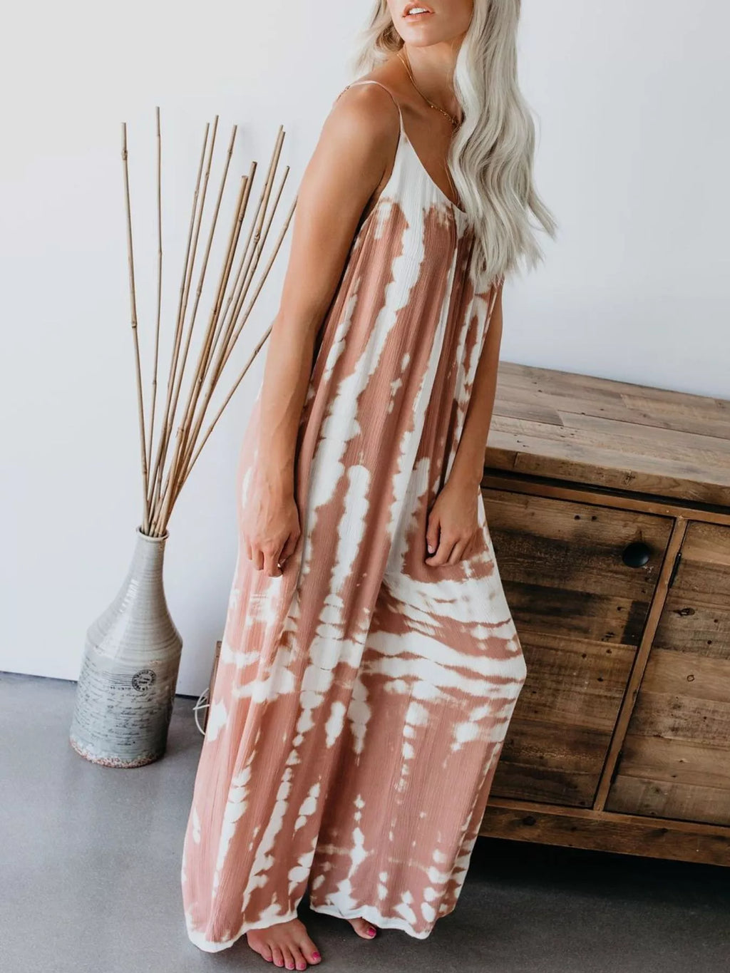 Full size tie-dye wide-leg jumpsuit by Shopimist, featuring a vibrant colorful pattern and comfortable fit.